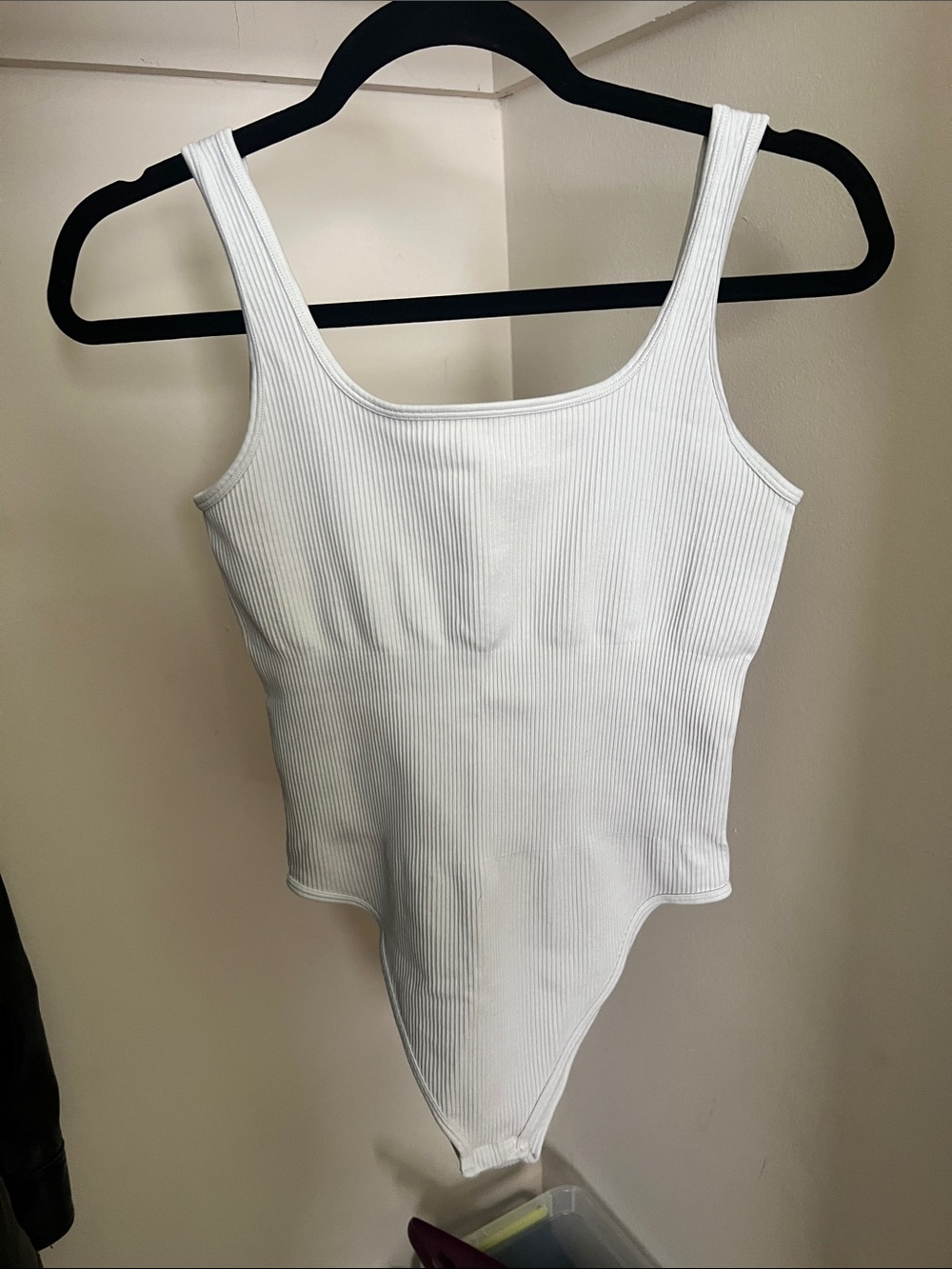Amazon White Ribbed Tank Bodysuit